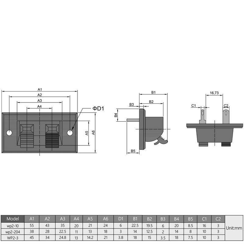 Fielect Speaker Spring Terminals Clip 2 Way Terminals Strip Block Jointing Clamp Test Clip Jack Socket Push Release Connector, WP2-3 - Image 4